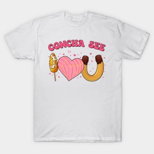 Concha See I Love Elotes Churros Valentines Day Mexican T-Shirt